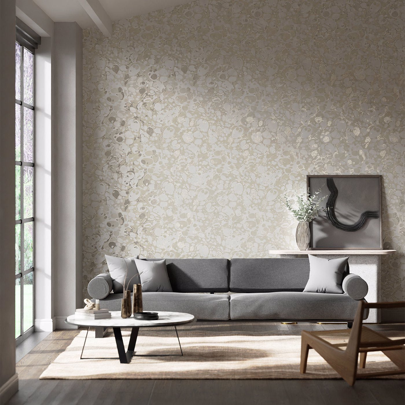 Marble Wallpaper - Awakening/Oyster/Champagne - Harlequin - HQN2112838