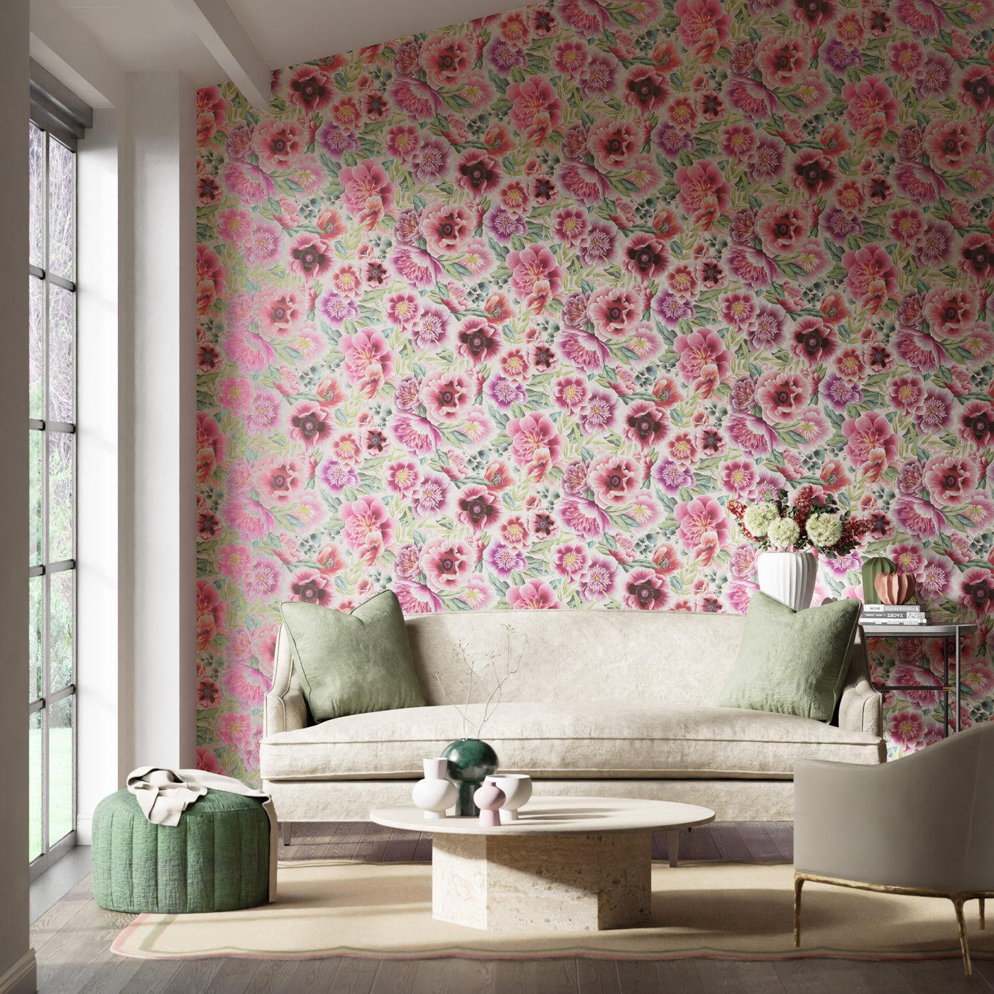 Marsha Wallpaper - Aqua/Peony/Magenta - Harlequin - HDHW112903