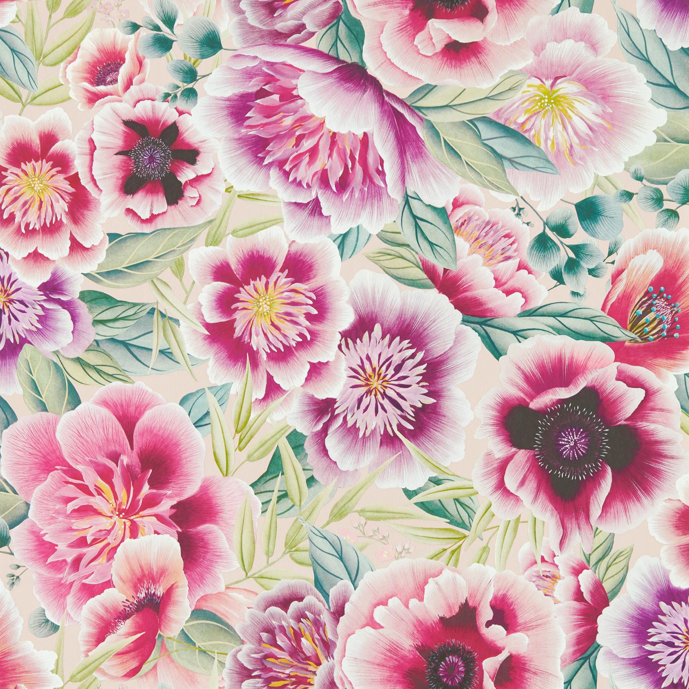 Marsha Wallpaper - Powder/Peony/Magenta - Harlequin - HDHW112902