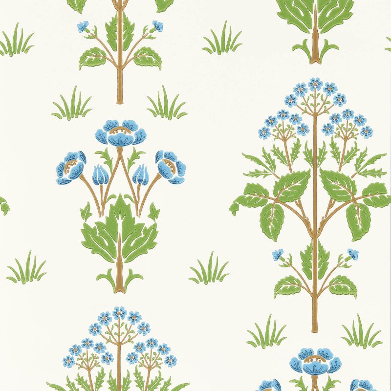Meadow Sweet Wallpaper - Cobalt/Grass green - 217368 - Morris & Co - Premier Wallcovering