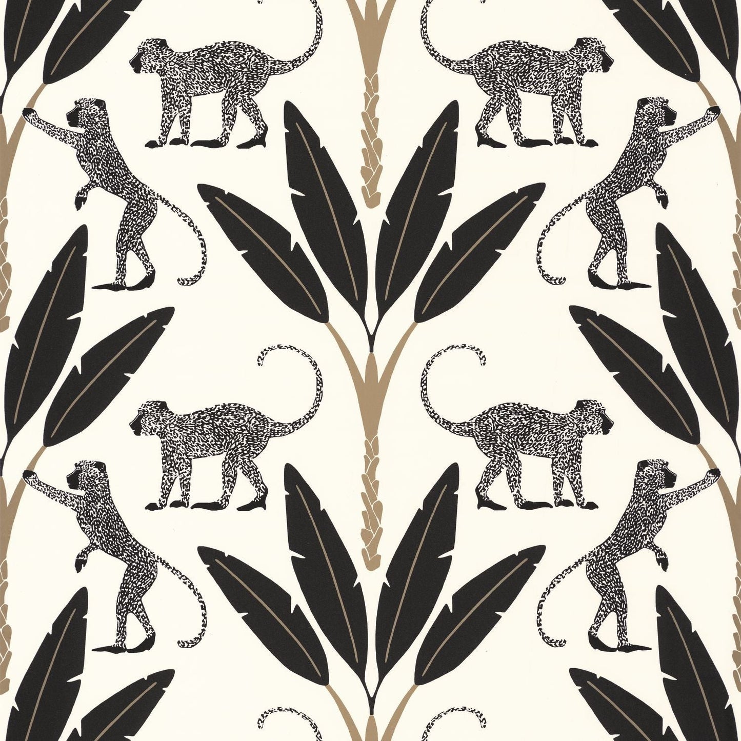 Monkey Forest Wallpaper - Noir Blanc - Caselio - 101179020