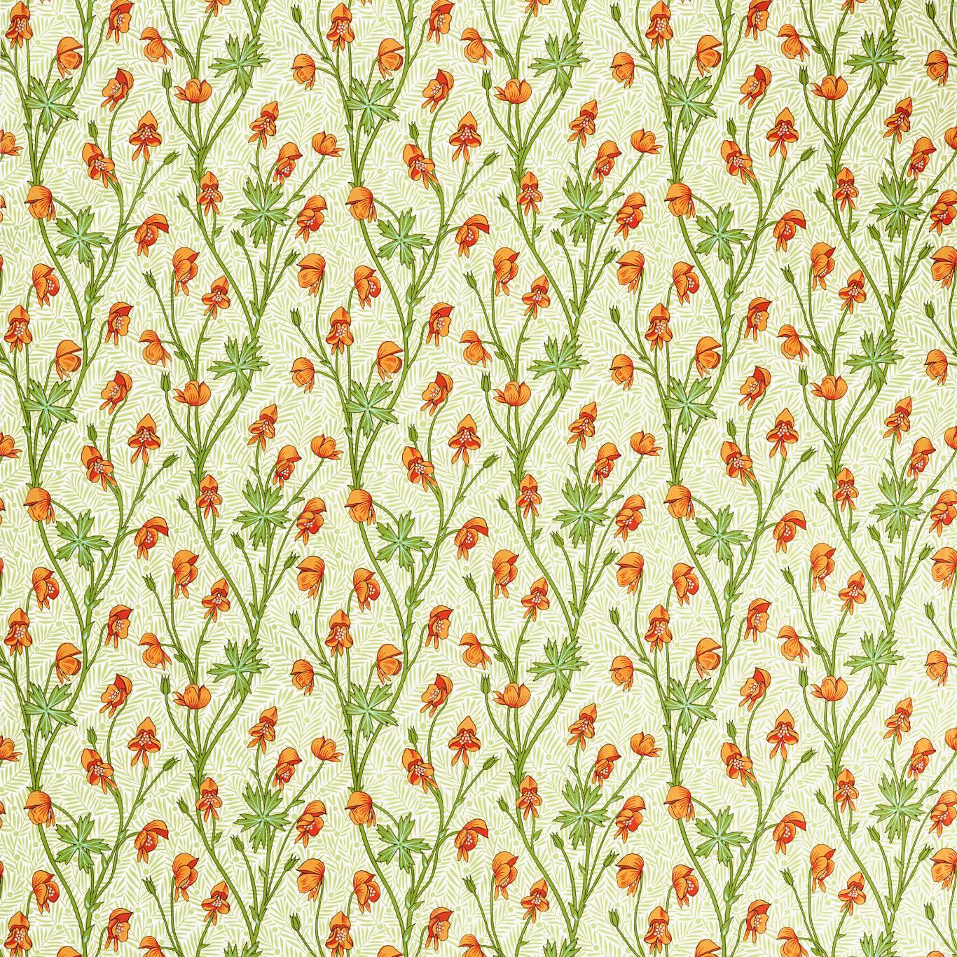 Monkshood Fabric - Tangerine/Sage - Morris & Co - 227221 - Premier Wallcovering