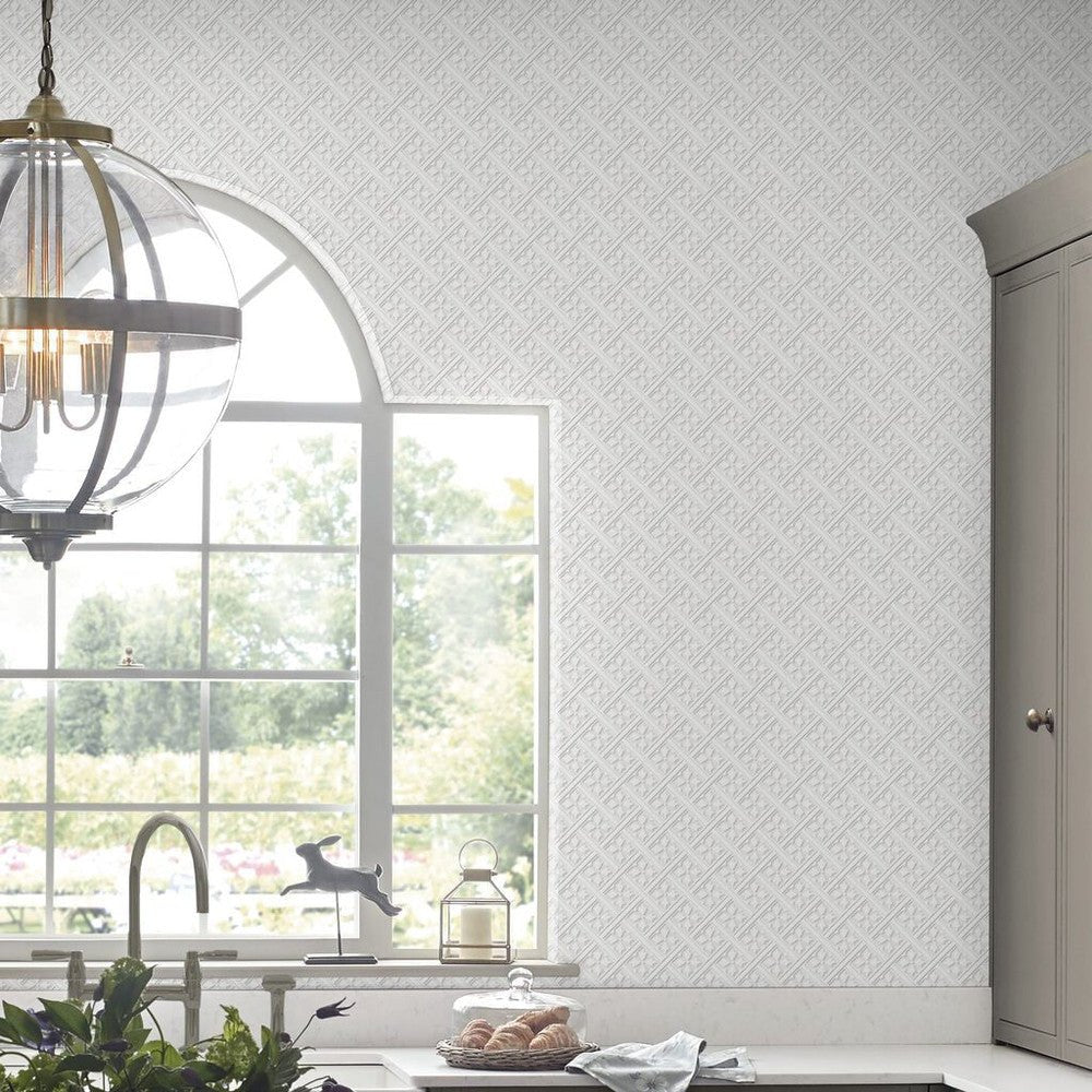 Mr Jones Wallpaper - White - Laura Ashley - 113415 - Premier Wallcovering