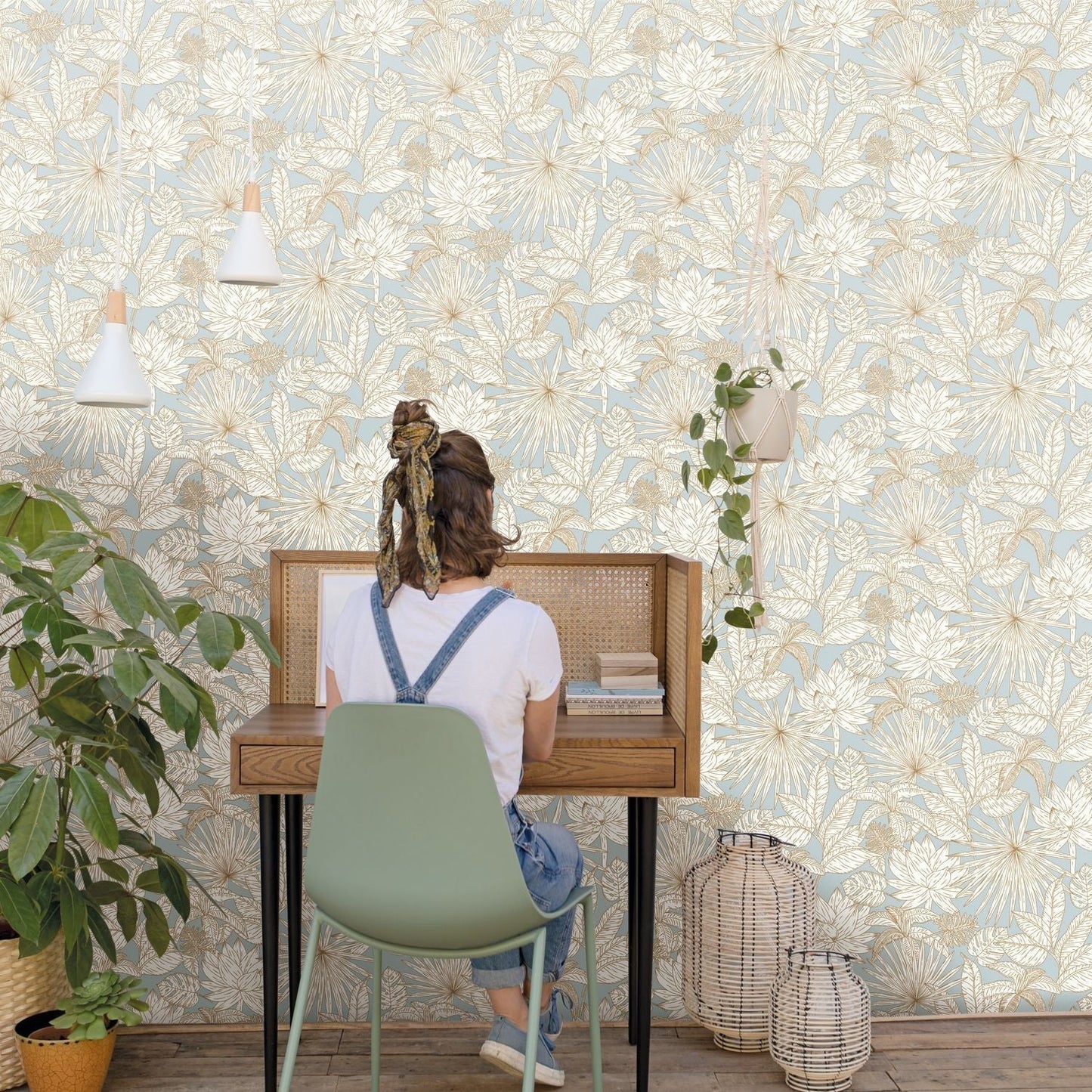 Odyssee Hawai Wallpaper - Bleu Doux - Caselio - 101436109