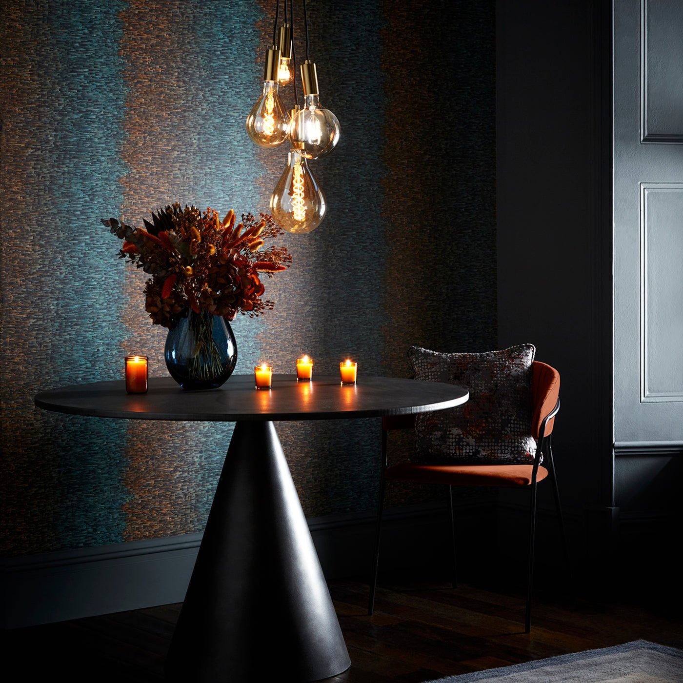 Ombre Wallpaper - Teal/Spice - Clarke & Clarke - W0153/03 - Premier Wallcovering