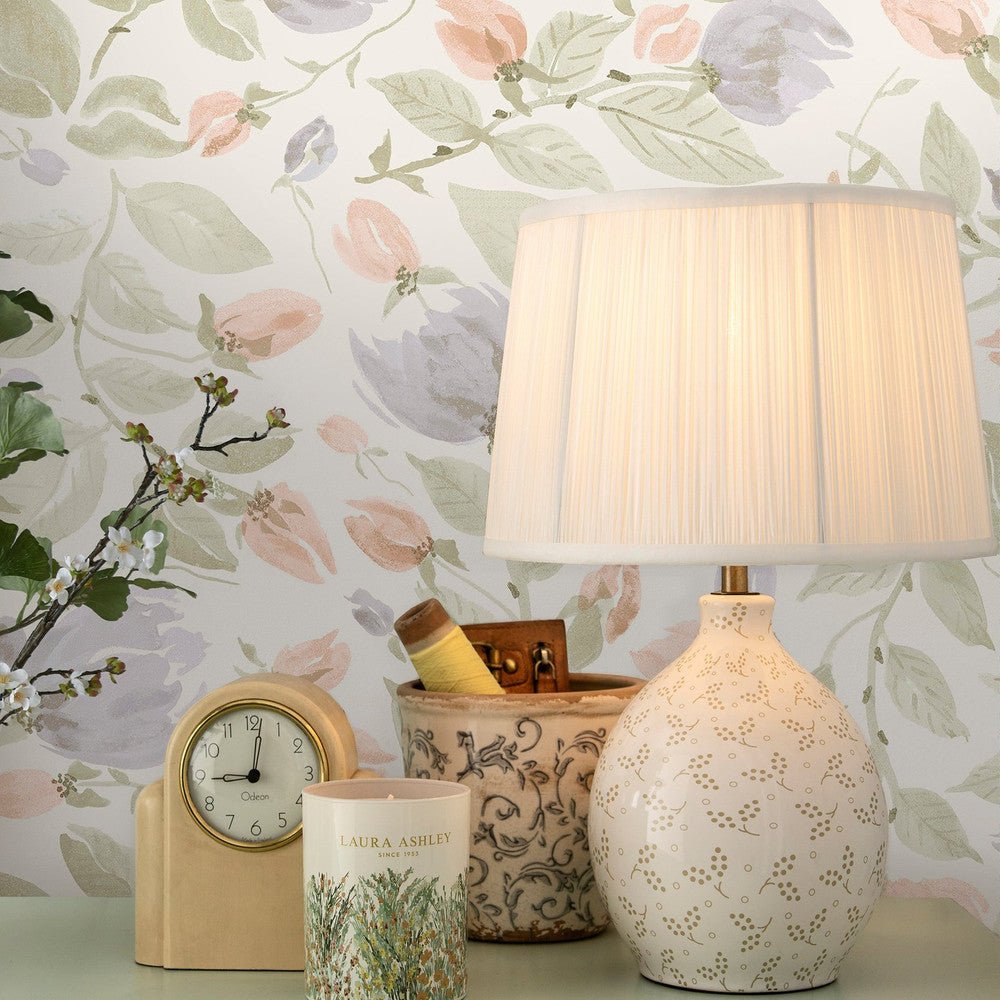 Orisia Peony Wallpaper - Pale Sage Green - Laura Ashley - 122761 - Premier Wallcovering