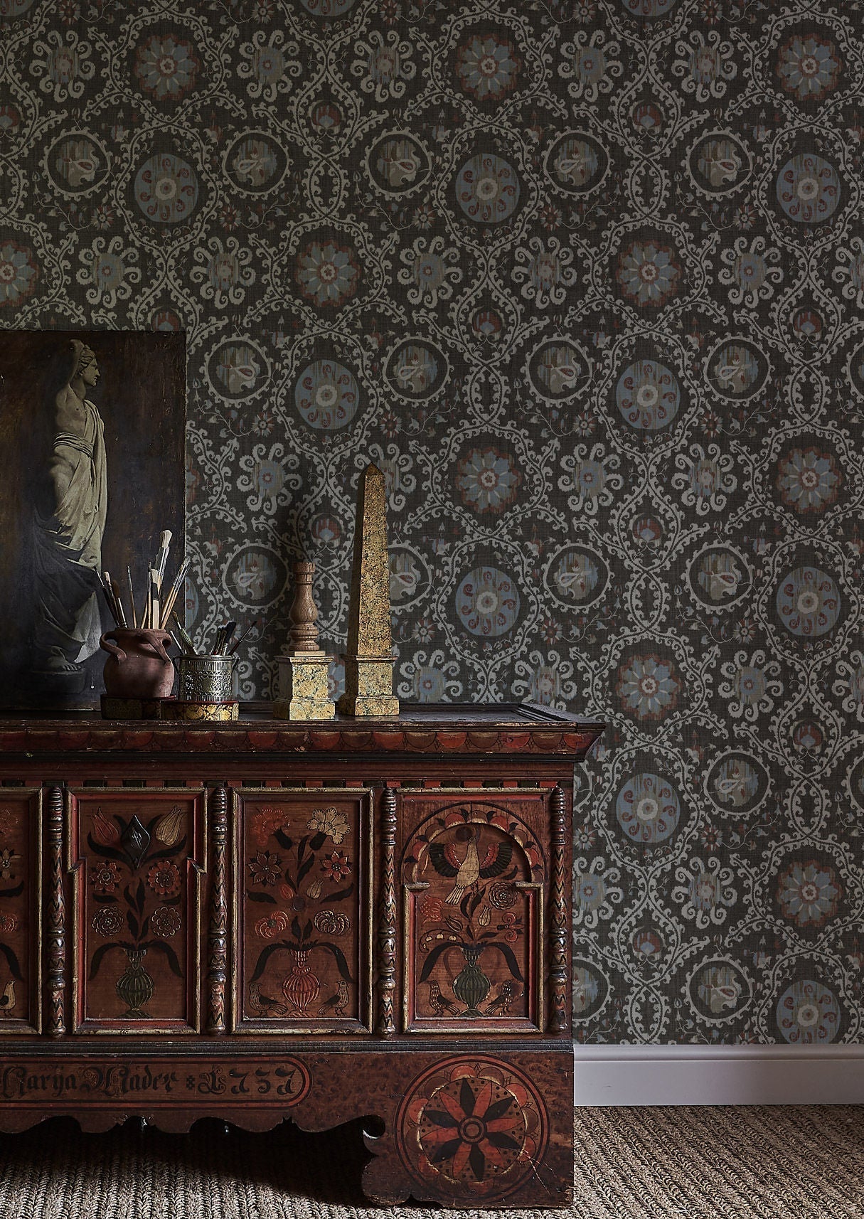 Oxus Wallpaper - Turkish Brown - Lewis & Wood - Premier Wallcovering