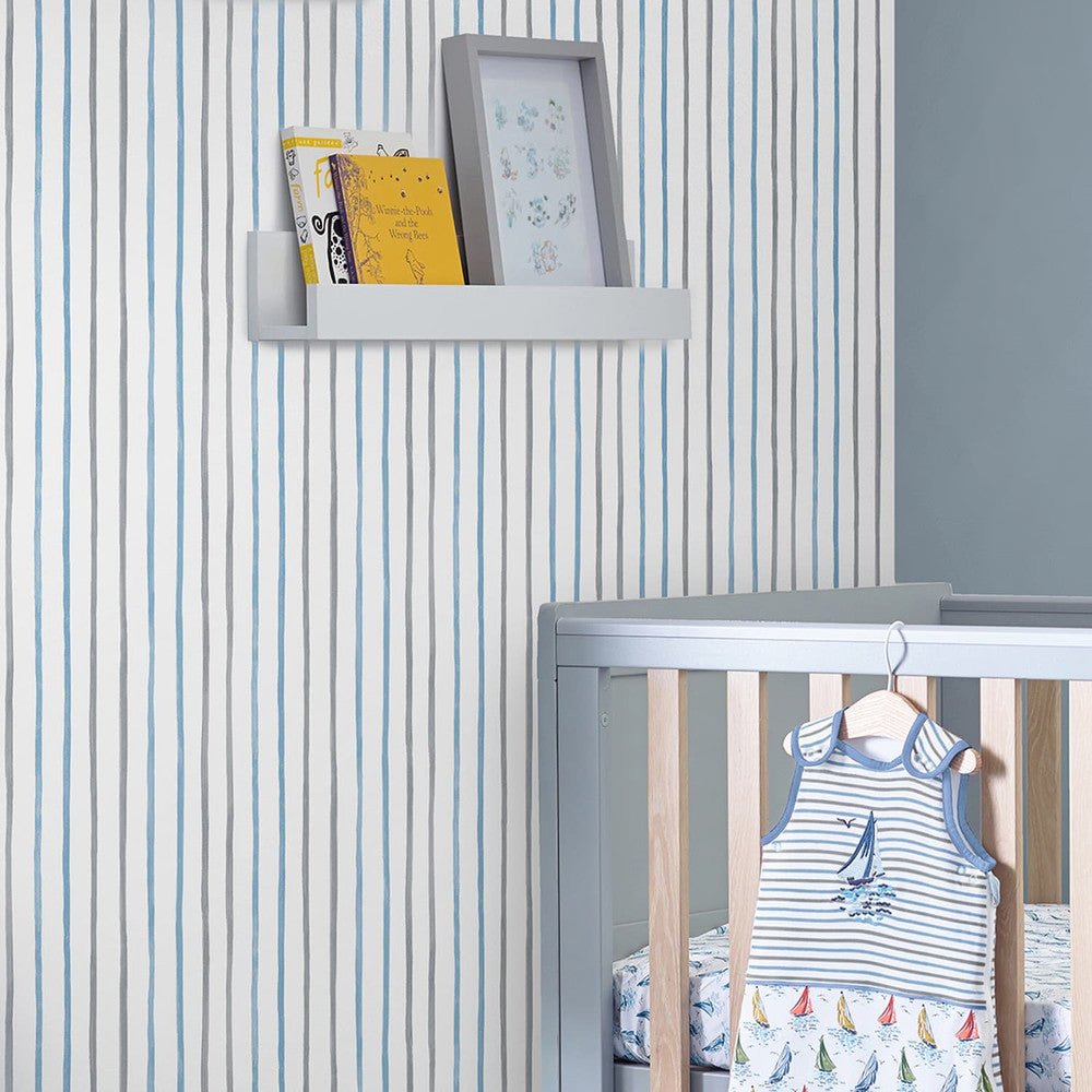 Painterly Stripe Wallpaper - Blue - Laura Ashley - 119863 - Premier Wallcovering