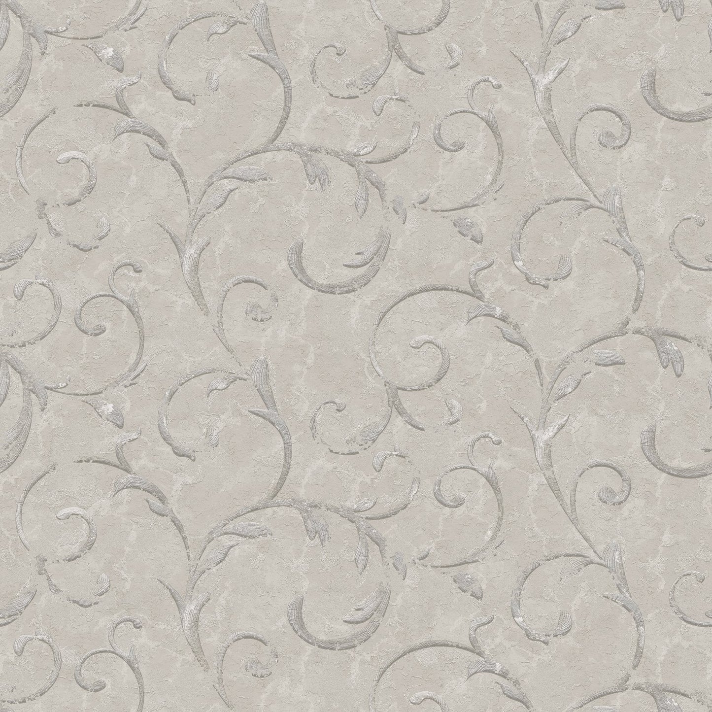 Palazzo Scroll Wallpaper - White / Silver Grey - Galerie - G68675 - Premier Wallcovering