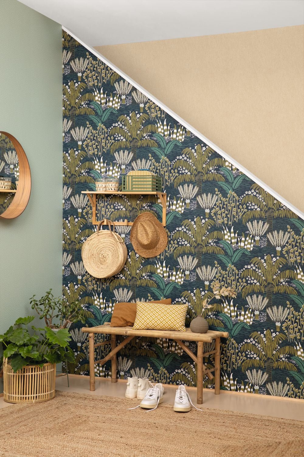 Palmeraie Wallpaper - Bleu Nuit - Caselio - 103696072