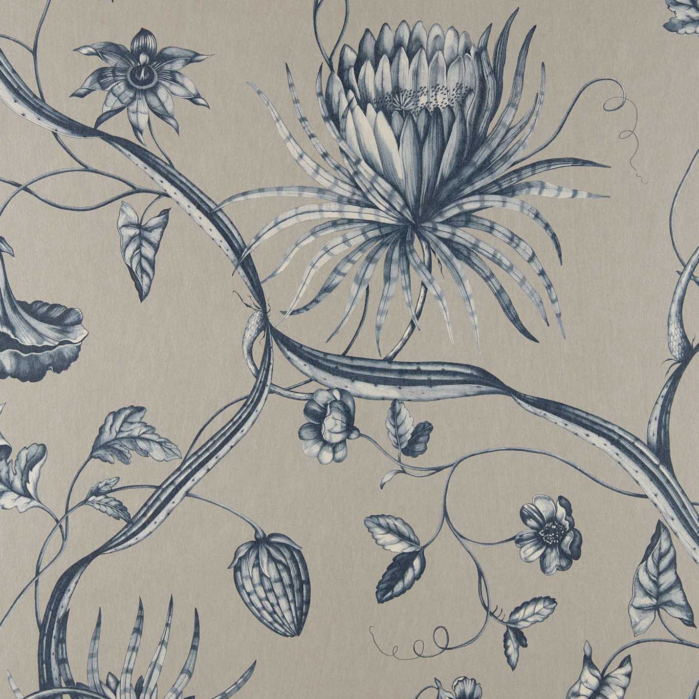 Phaedra Wallpaper - Prussian Blue - Zoffany - ZPHA312622 - Morris Wallpaper