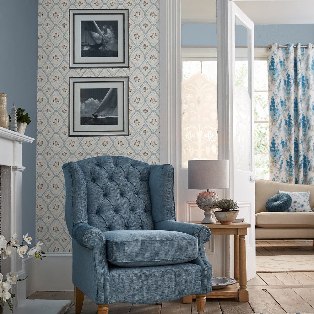 Pinford Trellis Wallpaper - Pale Seaspray Blue - Laura Ashley - 121066 - Premier Wallcovering