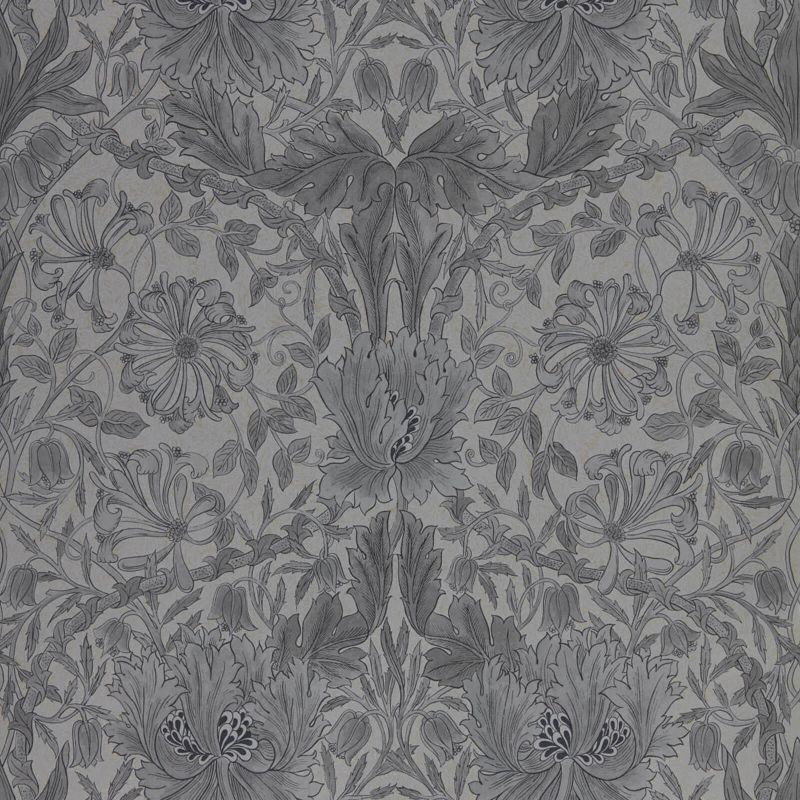 Pure Honeysuckle & Tulip Wallpaper - Black Ink - Morris & Co - 216523 - Morris Wallpaper