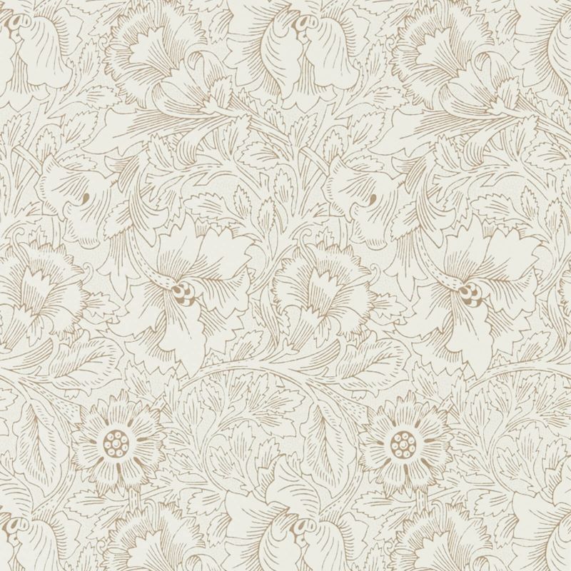 Pure Poppy Wallpaper - Cream/Gold - Morris & Co - 216035 - Morris Wallpaper