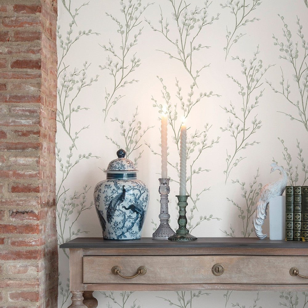 Pussy Willow Wallpaper - Sage Green - Laura Ashley - 130115 - Premier Wallcovering