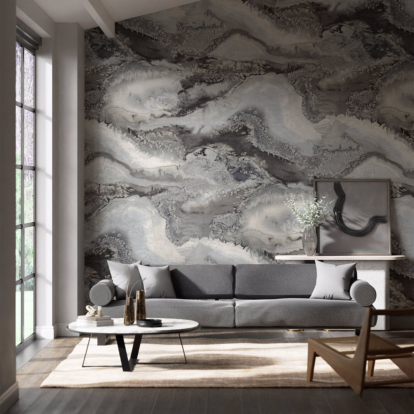 Reflected Obsidian Wallpaper - Snowflake - Harlequin - HQN2112853