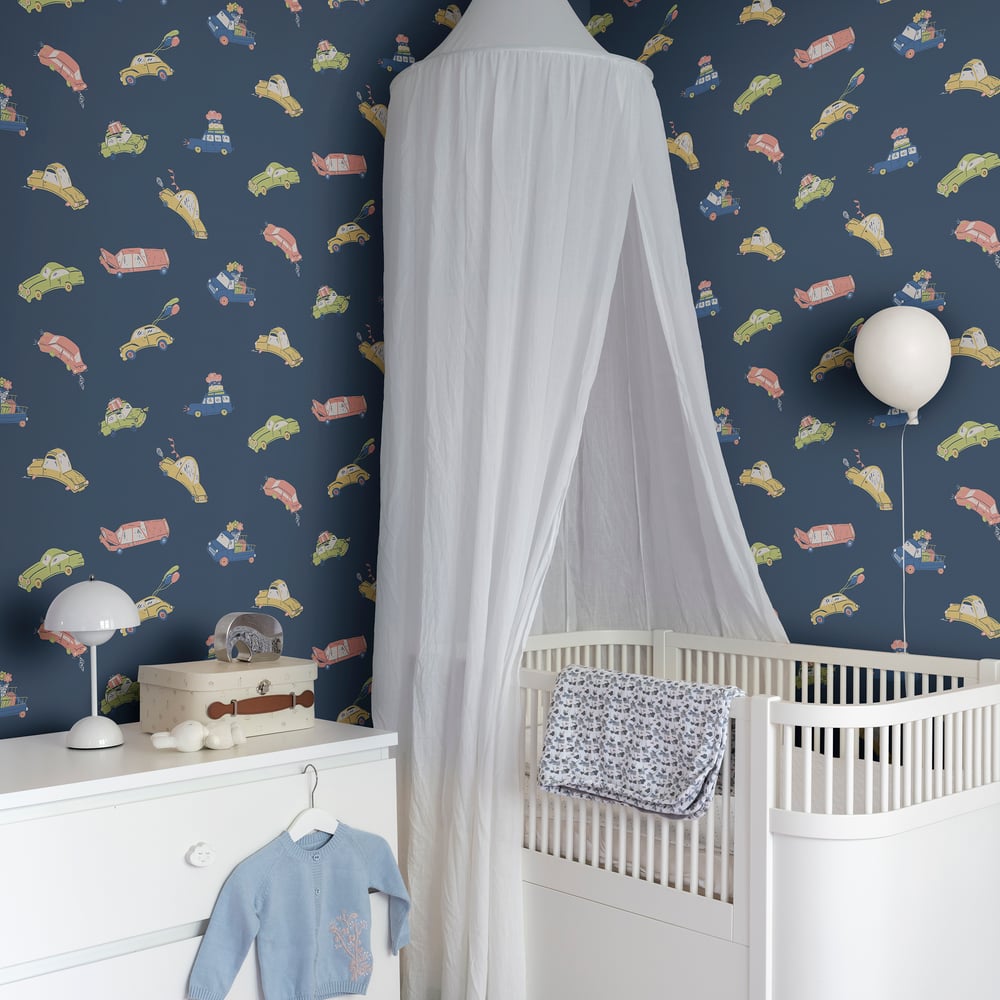 Resan Bilarna Kids Wallpaper - Navy - Galerie - Resan - 29014 - Premier Wallcovering