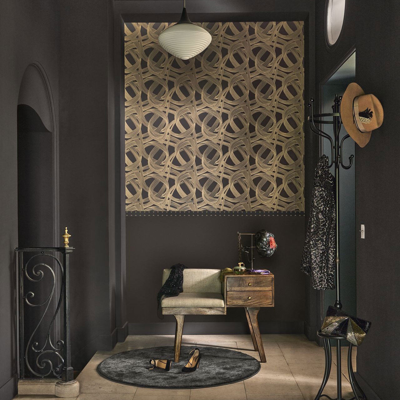 Shimmy Annees Folles Wallpaper - Noir / Mordore - Casadeco - 201069820 - Premier Wallcovering