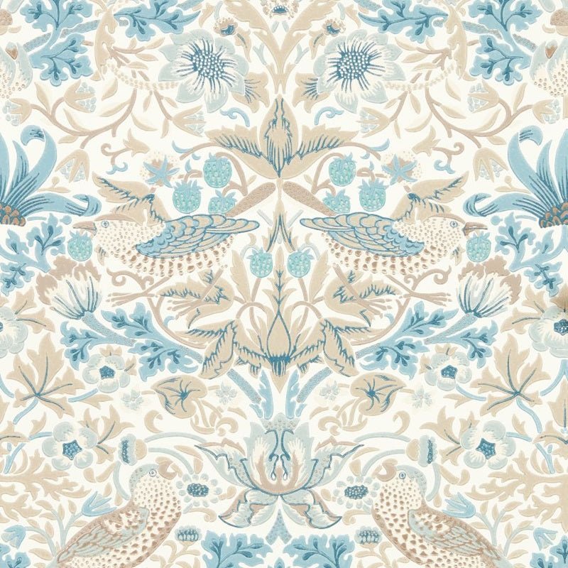 Simply Strawberry Thief Wallpaper - Slate/Vellum - Morris & Co - 217060 - Morris Wallpaper