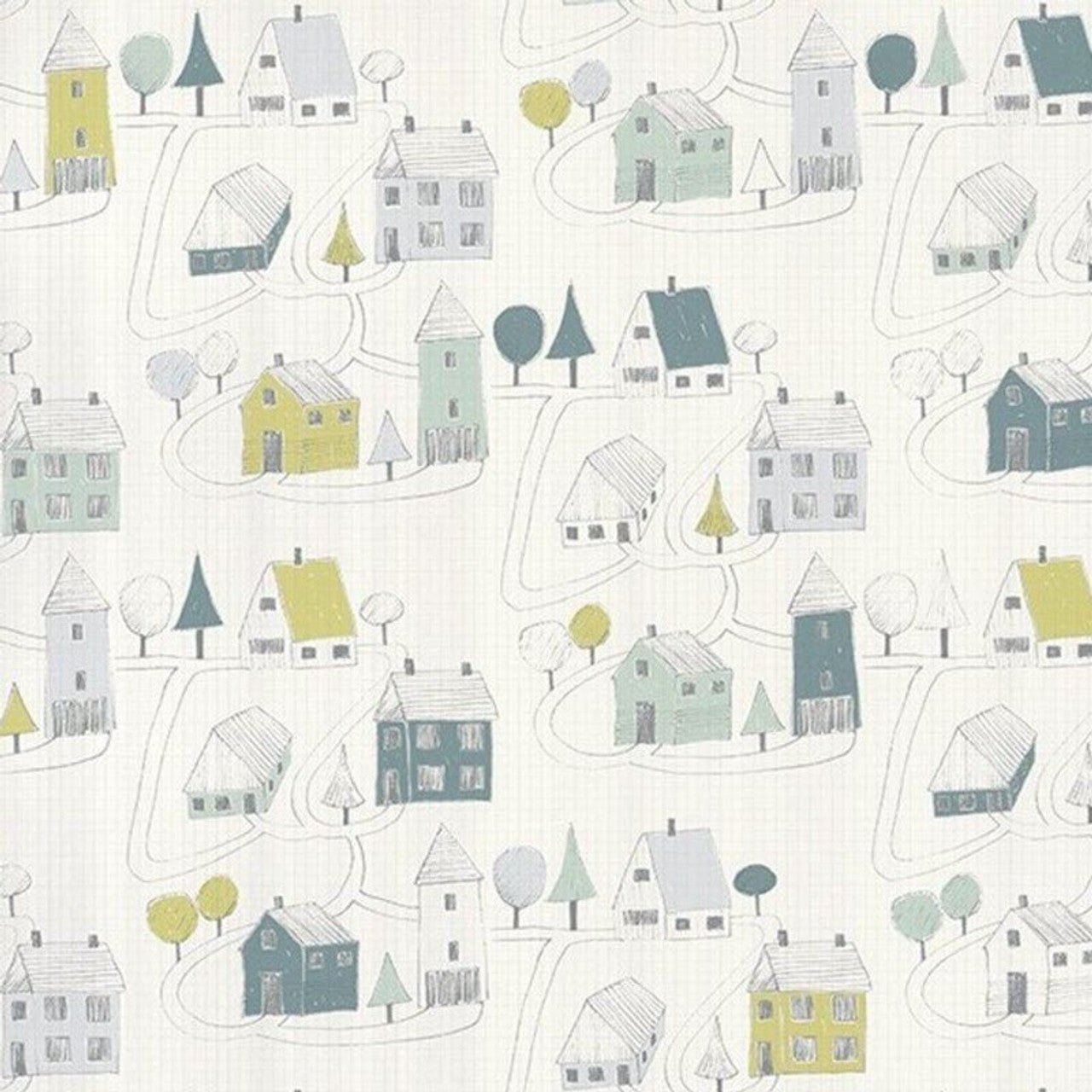 Small Village Happy Dreams Wallpaper - Menthe And Vert - Casadeco - 82847128 - Premier Wallcovering