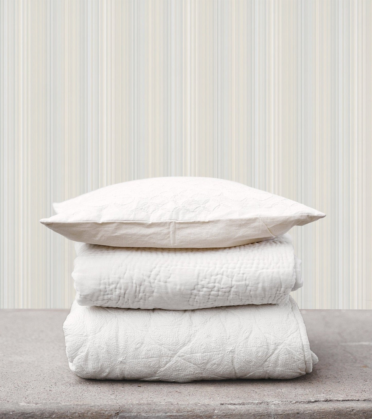 Smart Stripes Multi - Stripe Wallpaper - Beige / Blue - Galerie - G67569 - Premier Wallcovering