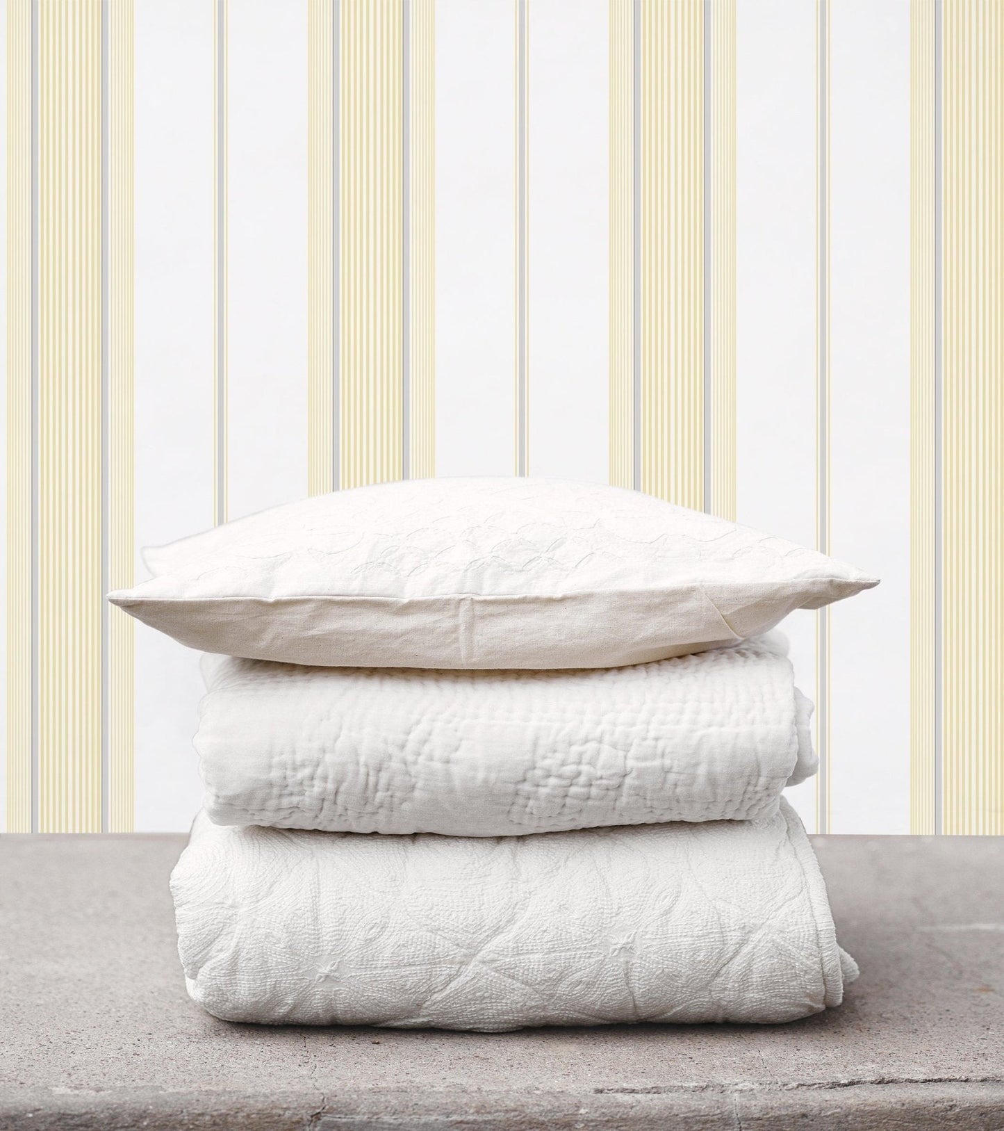 Smart Stripes Multi - Stripe Wallpaper - Yellow / White - Galerie - G67578 - Premier Wallcovering