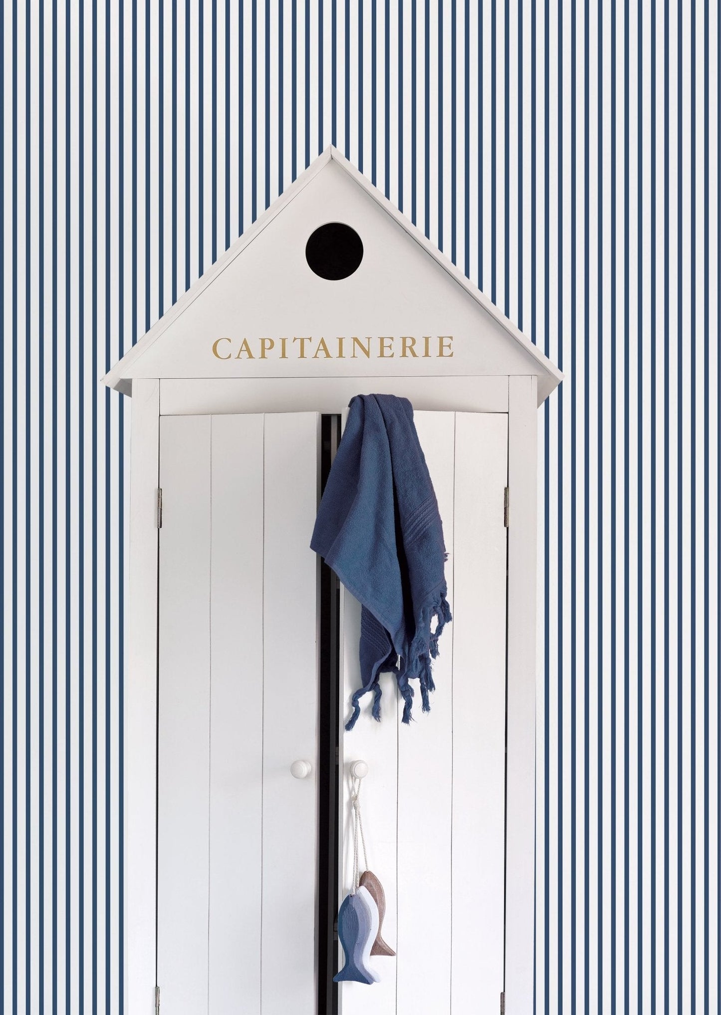 Smart Stripes Pin Stripe Wallpaper - Blue / Cream - Galerie - G67535 - Premier Wallcovering