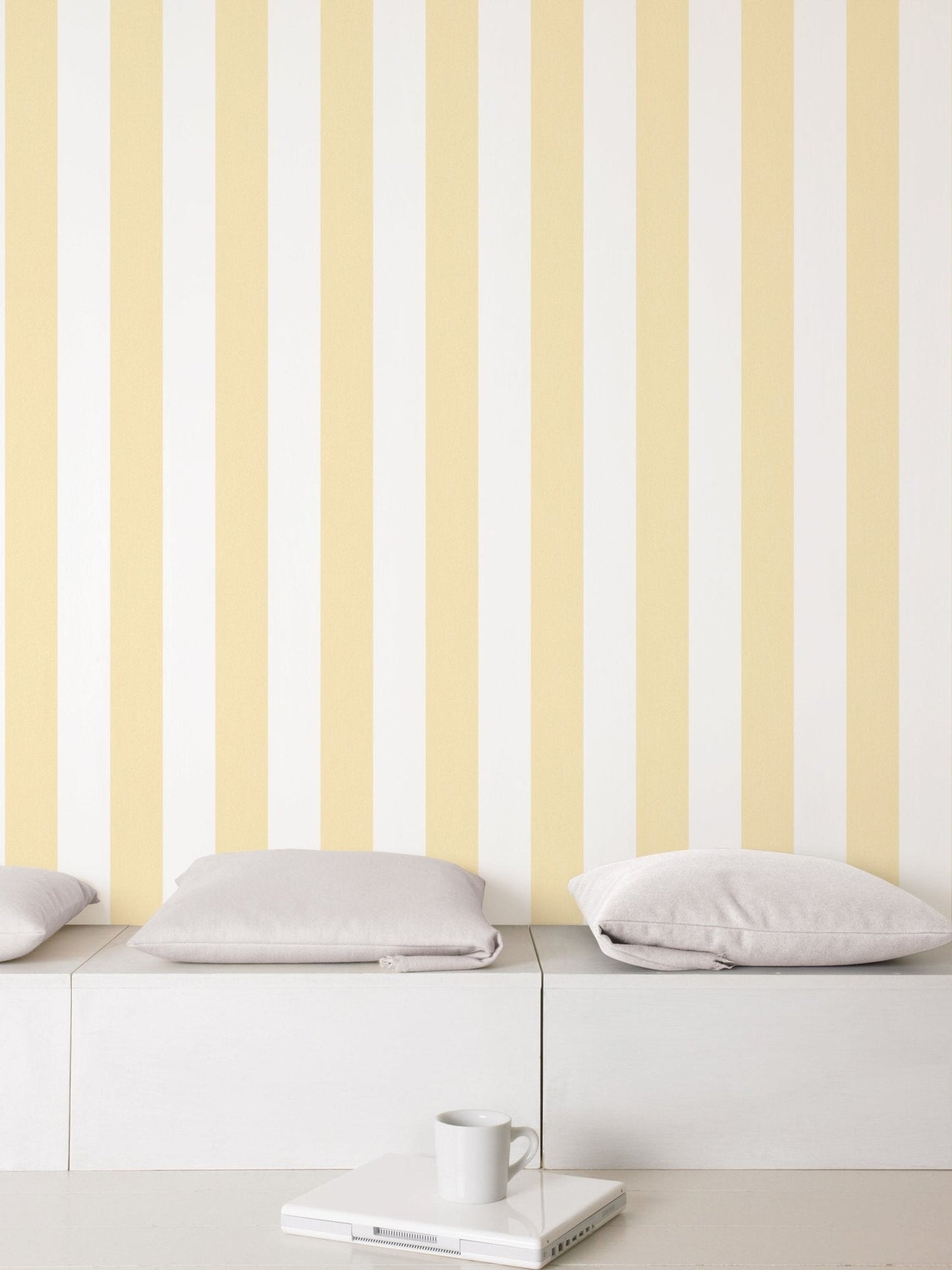 Smart Stripes Wide Stripe Wallpaper - Yellow - Galerie - G67587 - Premier Wallcovering