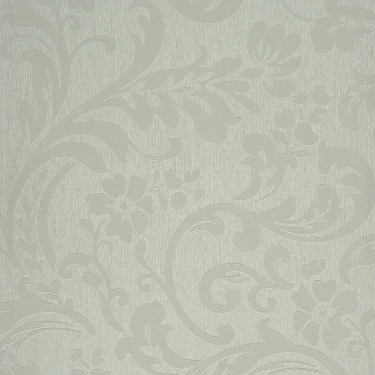 So White Damask Wallpaper - Gris - Casadeco - 26509106 - Premier Wallcovering