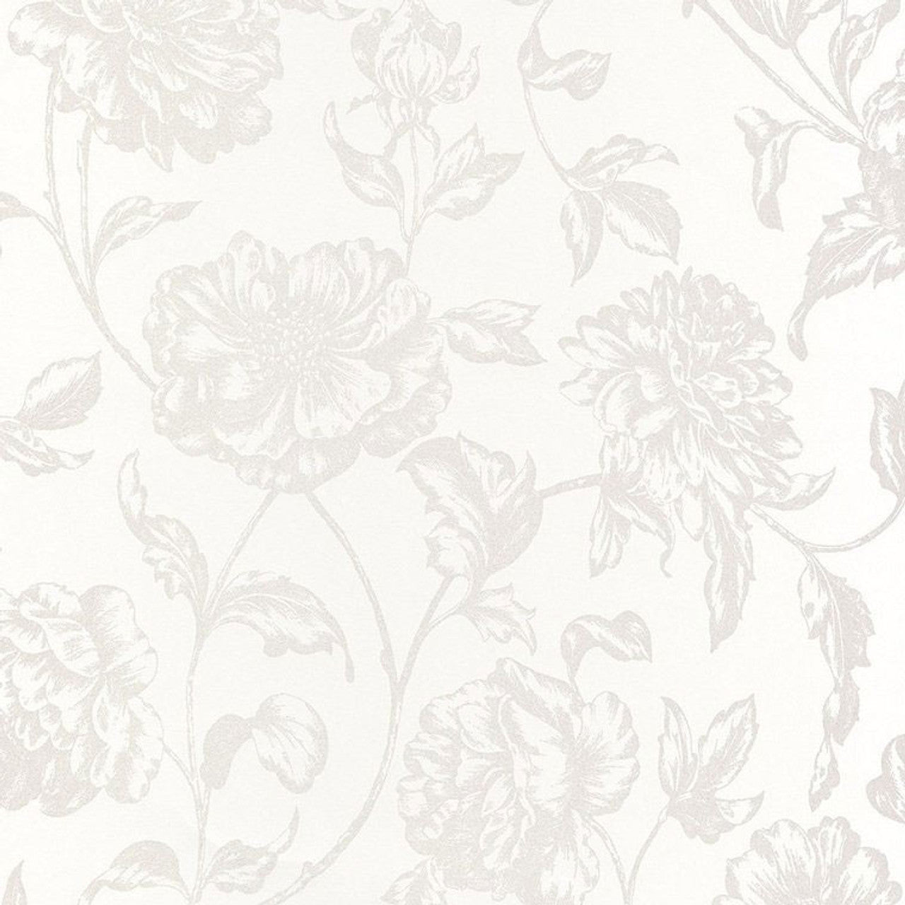 So White Floral Wallpaper - Blanc - Casadeco - 68630000 - Premier Wallcovering