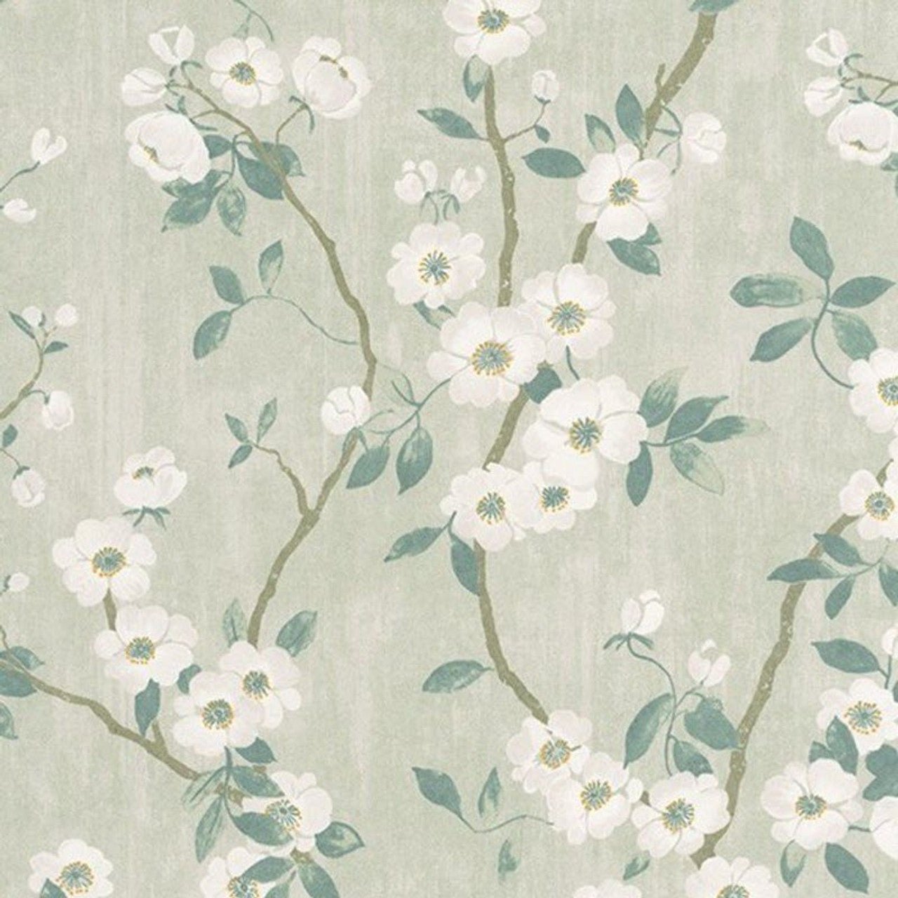 Spring Flower Delicacy Wallpaper - Vert And Jaune - Casadeco - 85397298 - Premier Wallcovering