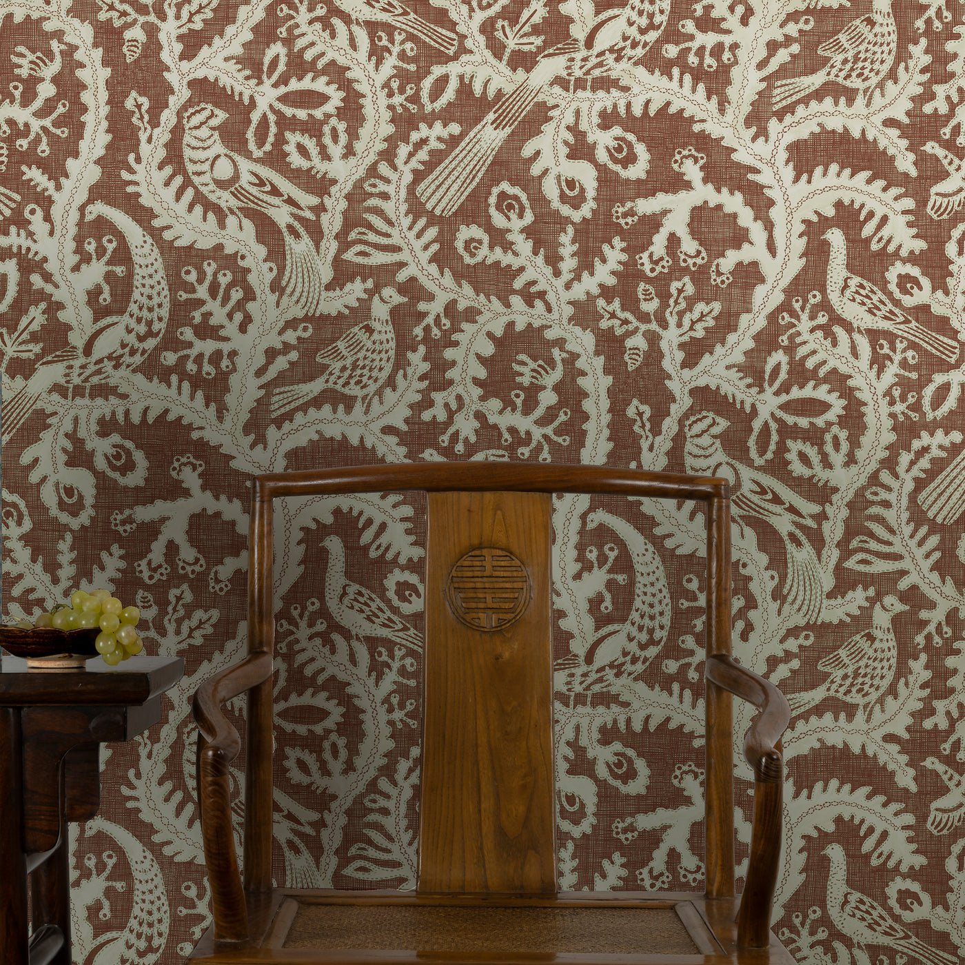 Stitched Birds Wallpaper - Red - Josephine Munsey - JMW-103541 - Premier Wallcovering