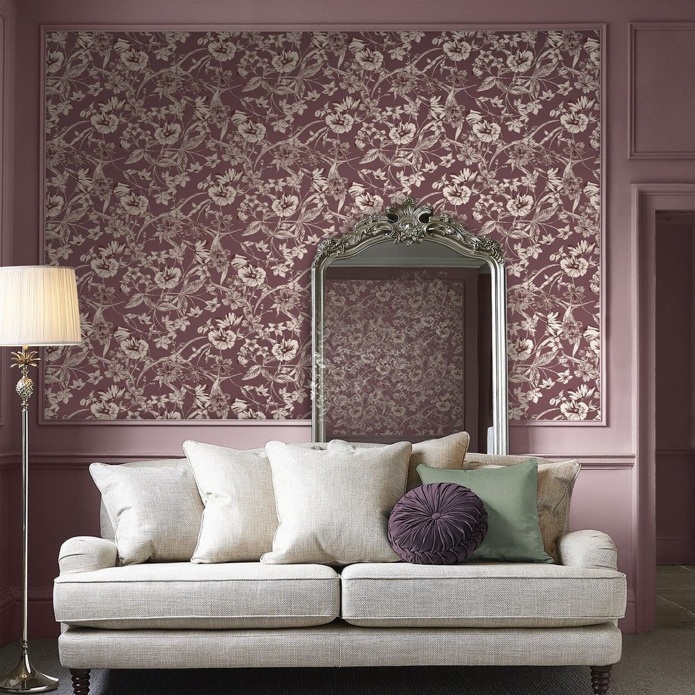 Summerhill Wallpaper - Pale Blackberry - Laura Ashley - 121086 - Premier Wallcovering