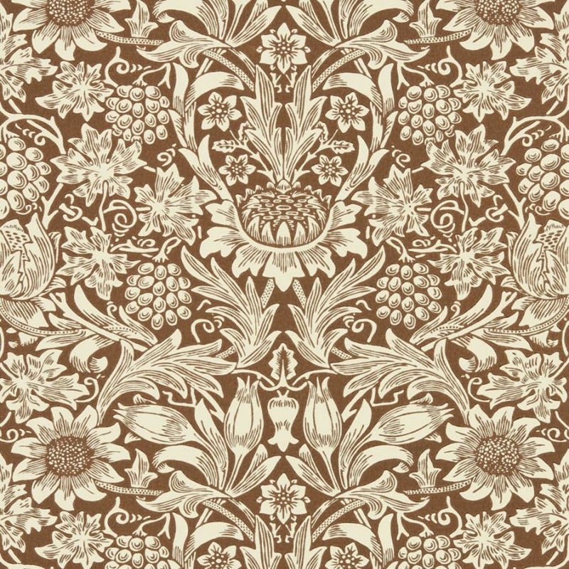 Sunflower Wallpaper - Chocolate/Cream - Morris & Co - 216961 - Morris Wallpaper