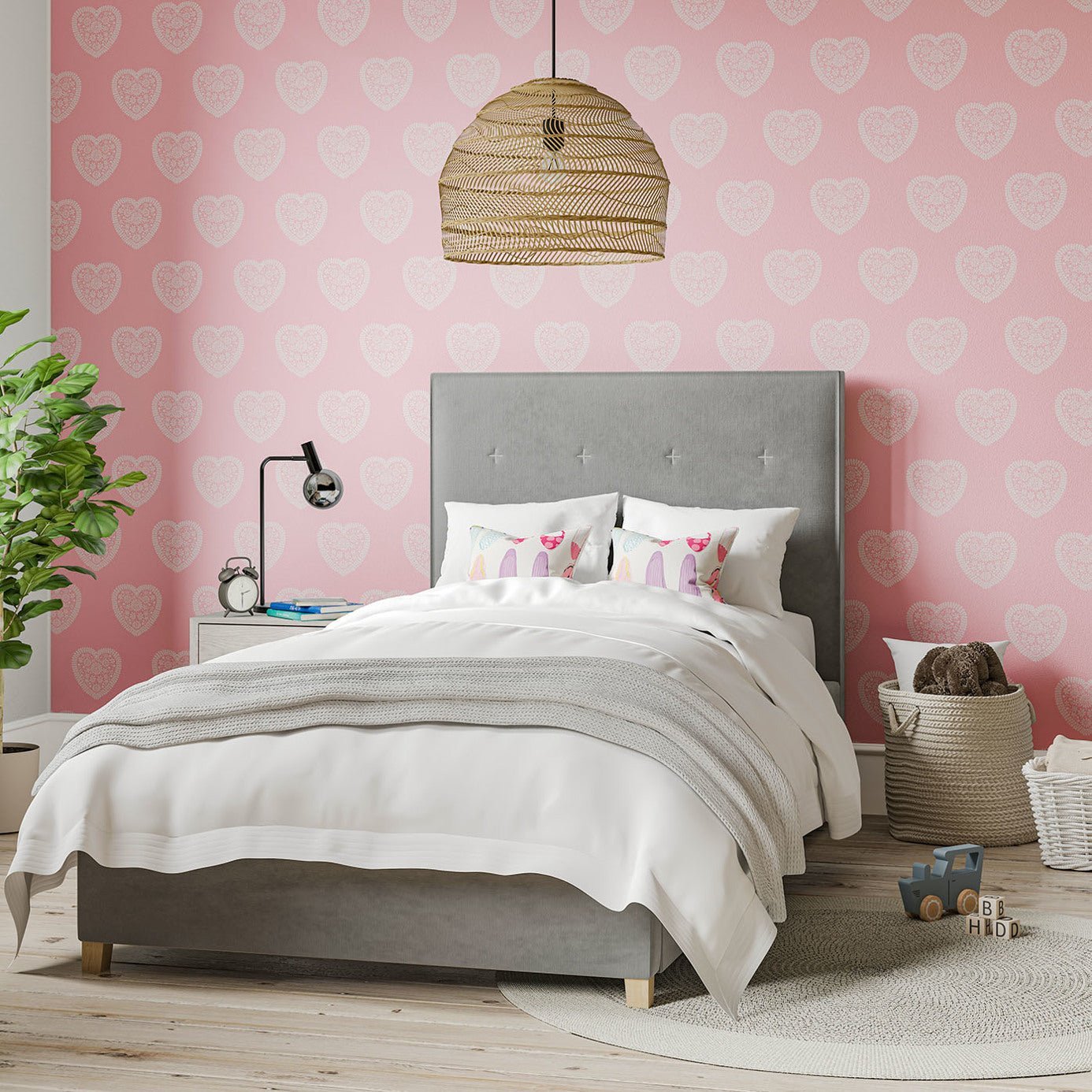 Sweet Heart Wallpaper - Pink - HLTF112659 - Harlequin