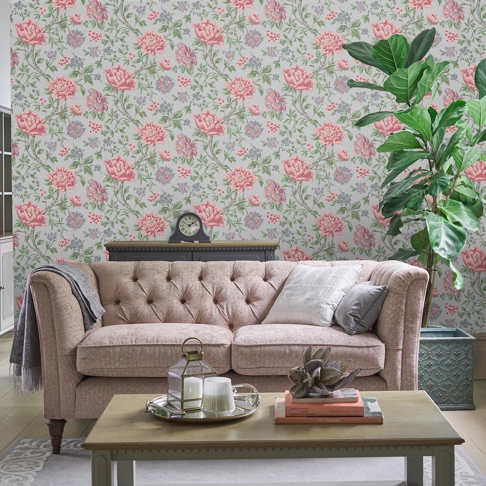 Tapestry Floral Wallpaper - Slate Grey - Laura Ashley - 113408 - Premier Wallcovering