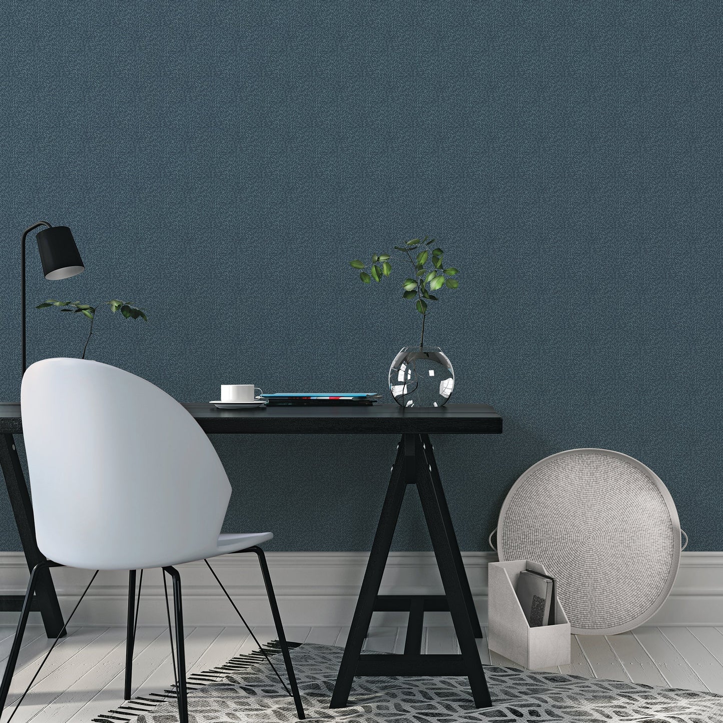 Texstyle Hedgehog Wallpaper - Turquoise / Navy - Galerie - G56610 - Premier Wallcovering