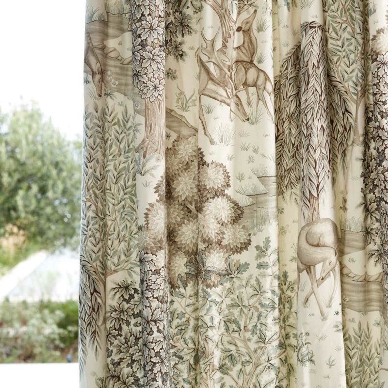 The Brook Wide Width Fabric - Sage/Linen - Morris & Co - 227273 - Premier Wallcovering