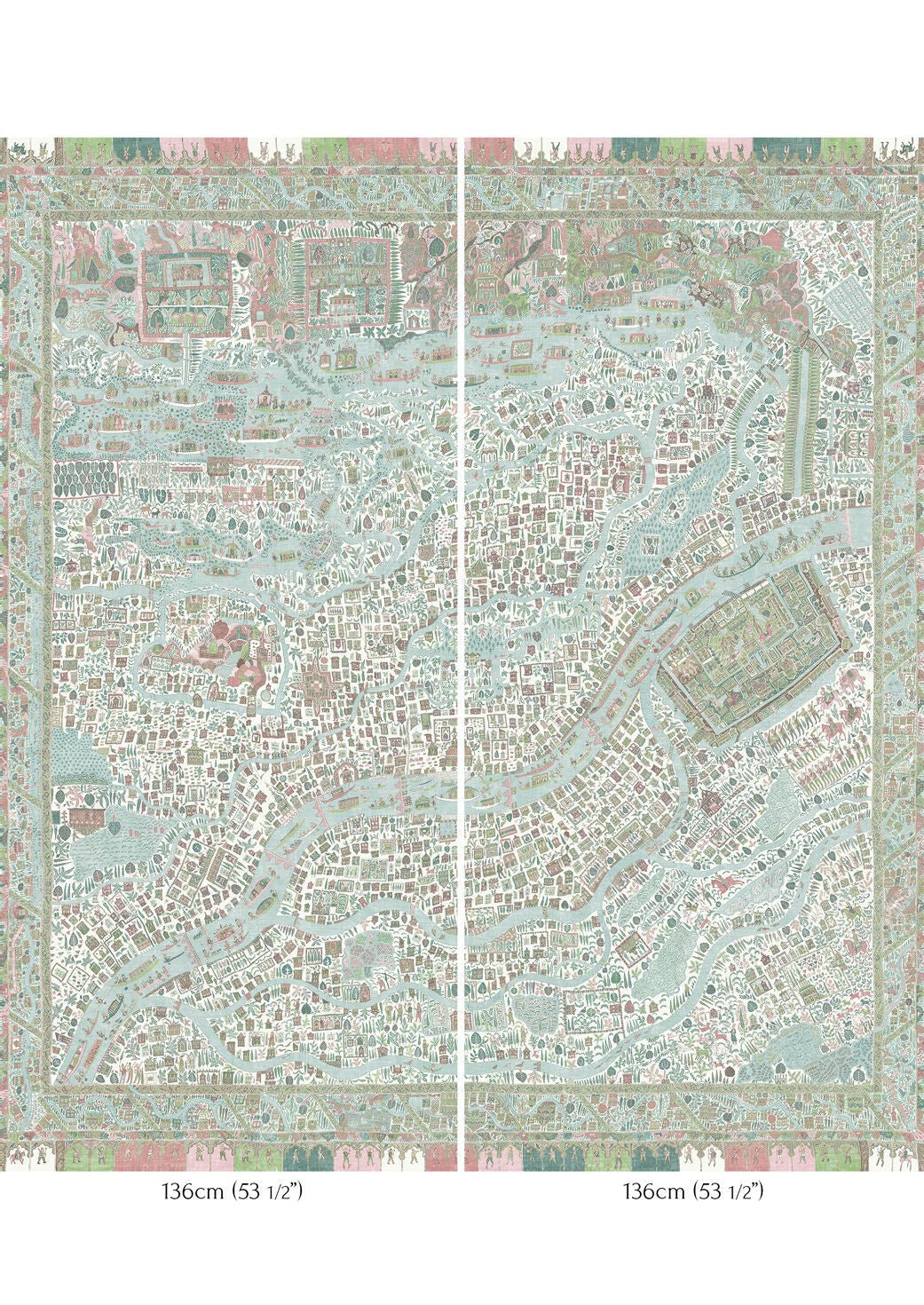 The Map Maxi Wallpaper - Pistachio Rose - Lewis & Wood - Premier Wallcovering