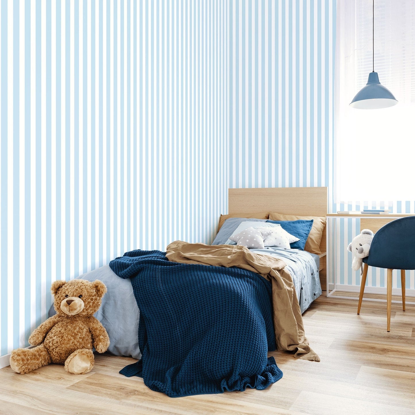 Tiny Tots 2 Regency Stripe Wallpaper - Sky Blue - Galerie - G78405 - Premier Wallcovering