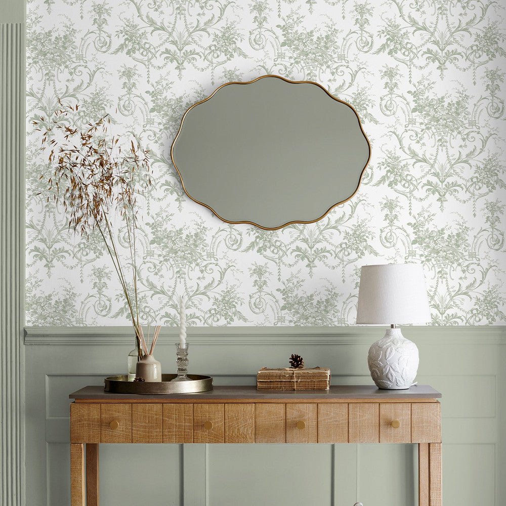Tuileries Wallpaper - Sage Green - Laura Ashley - 130112 - Premier Wallcovering