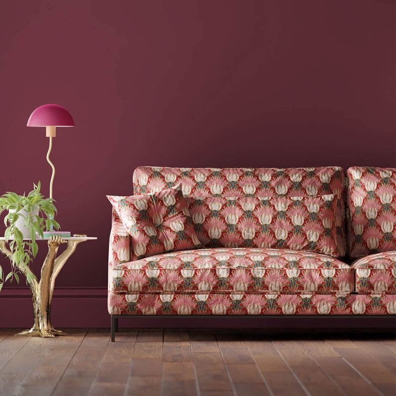 Tulip & Bird Fabric - Amaranth & Blush - Morris & Co - 520020 - Premier Wallcovering
