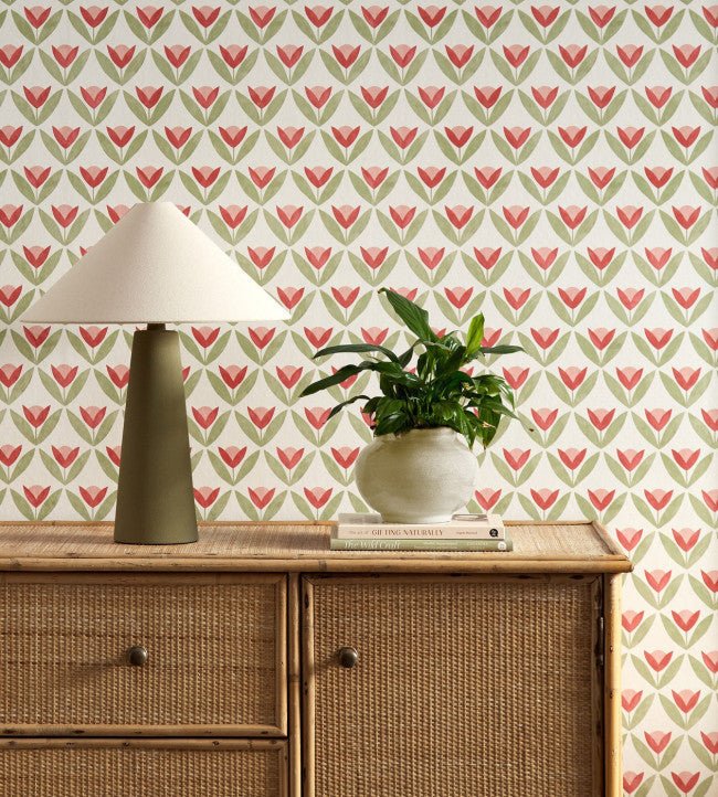 Tulip Trellis Wallpaper - Berry - Scion - NSCW113255
