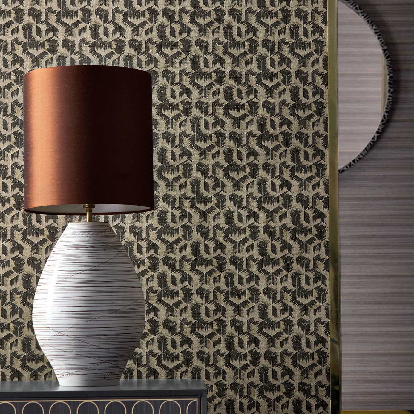 Tumbling Blocks Wallpaper - Faded Anthracite - ZRHW312893 - Zoffany - Morris Wallpaper