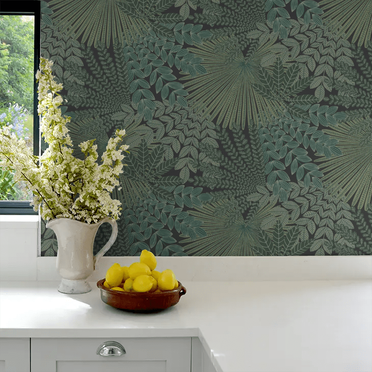 Velvet Leaves Wallpaper - Green - Boråstapeter - 2263 - Premier Wallcovering