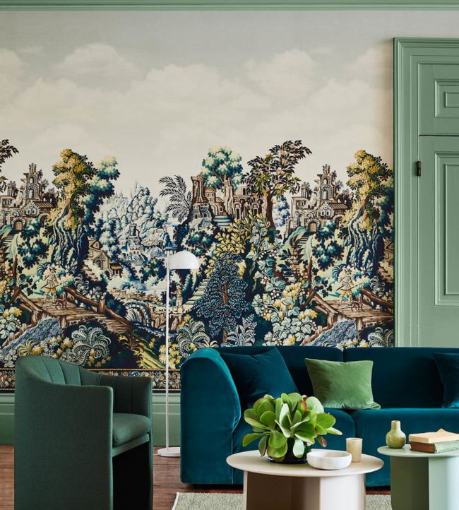 Verdure Tapestry Wallpaper - Viridian, Teal, Ink & Chartreuse - 118/17038 - Cole & Son - Premier Wallcovering