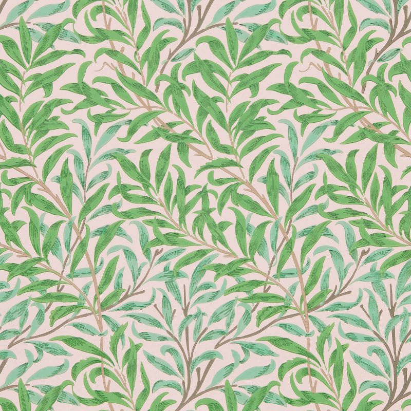 Willow Boughs Wallpaper - Pink/Leaf Green - Morris & Co - 216949 - Morris Wallpaper