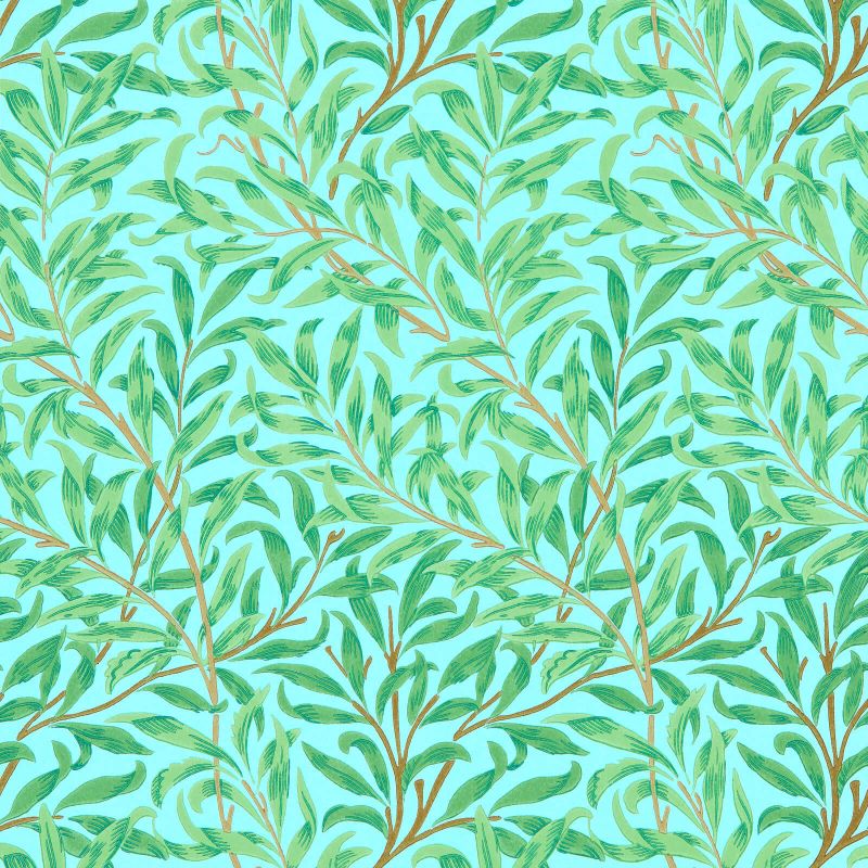 Willow Boughs Wallpaper - Sky/Leaf Green - Morris & Co - 216948 - Morris Wallpaper