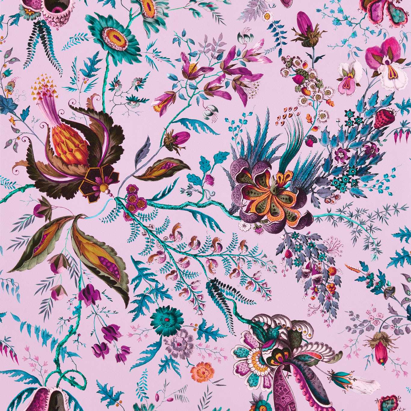 Wonderland Floral Wallpaper - Amethyst/Lapis/Ruby - Harlequin - HSRW113066