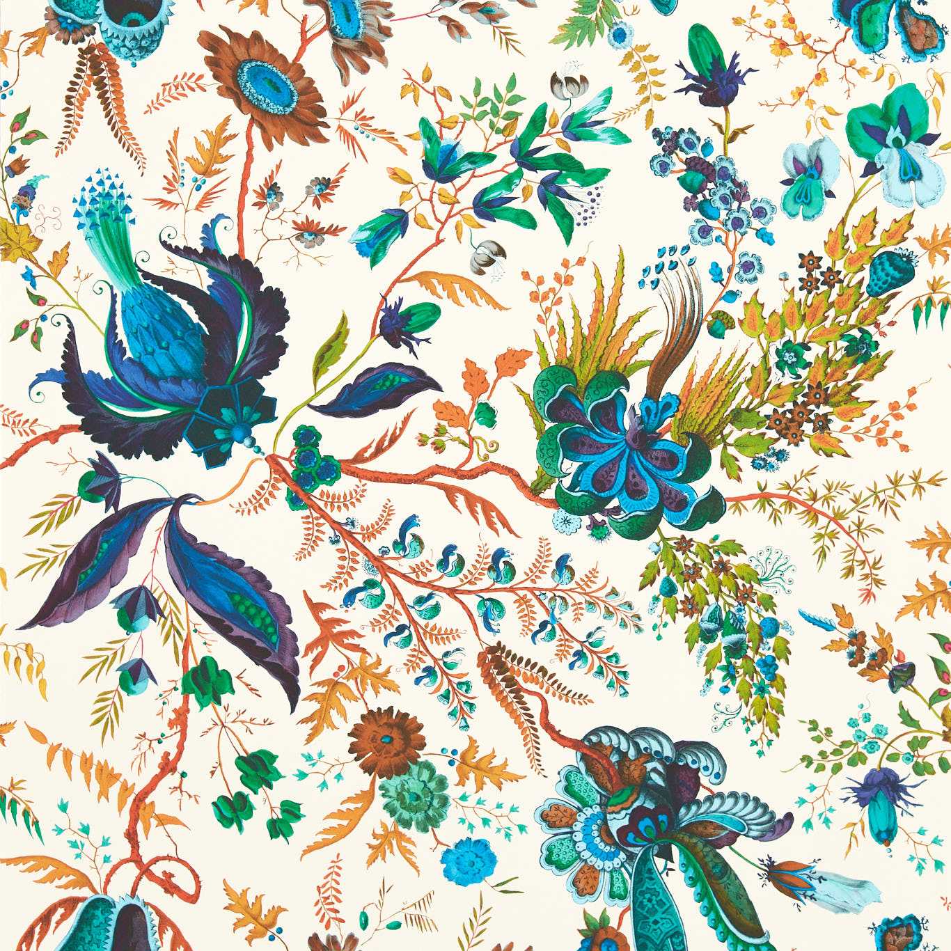 Wonderland Floral Wallpaper - Lapis/Emerald/Carnelian - Harlequin - HSRW113067